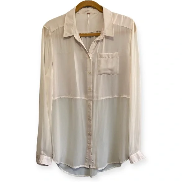 FREE PEOPLE Cream Best of Both Worlds Button Front Tunic - Picture 3 of 10